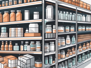 An array of various types of barcode scanners surrounded by neatly organized products on shelves
